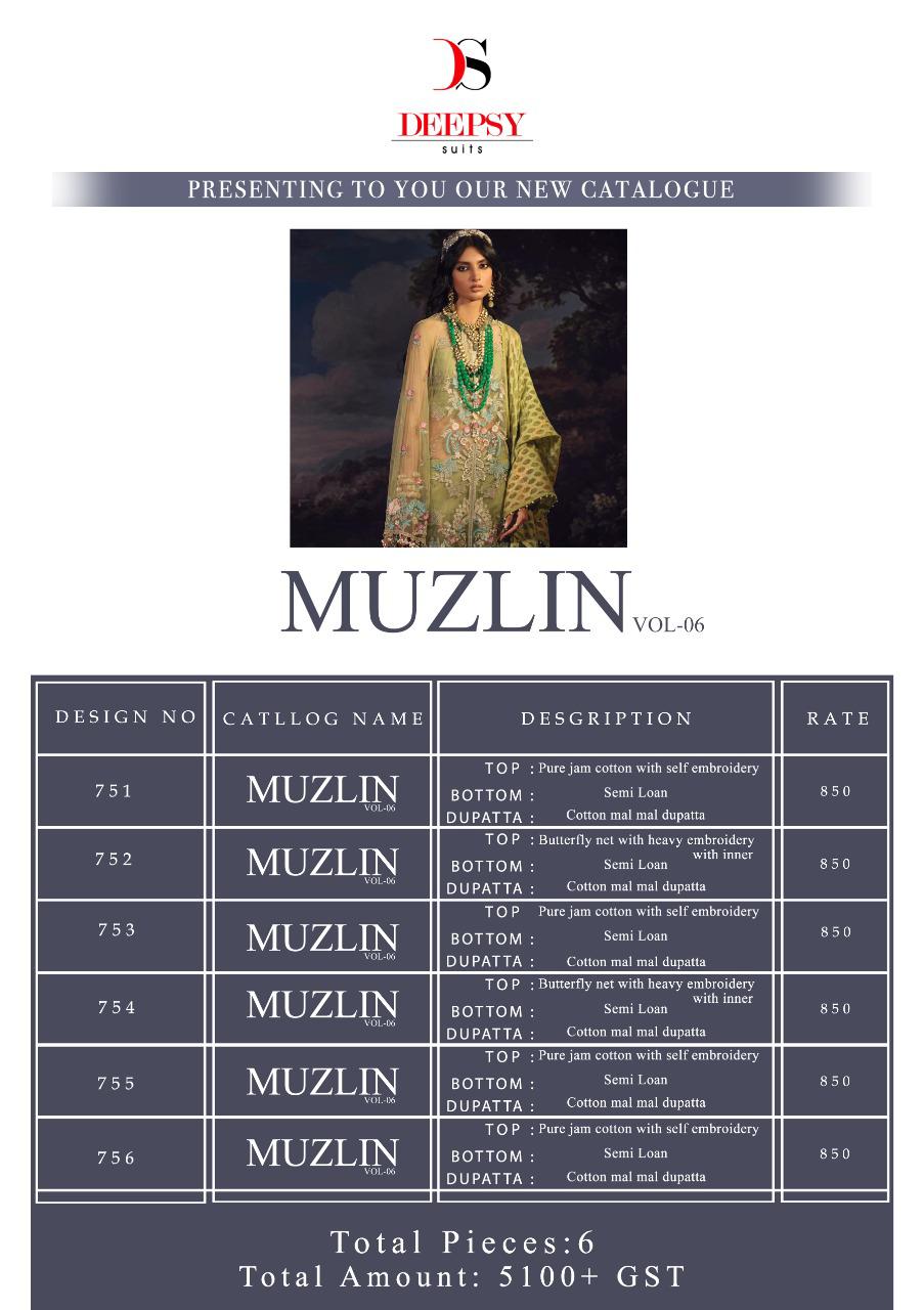 Deepsy  Presents Muzlin Vol 6 Pakistani Salwa Suit Collection