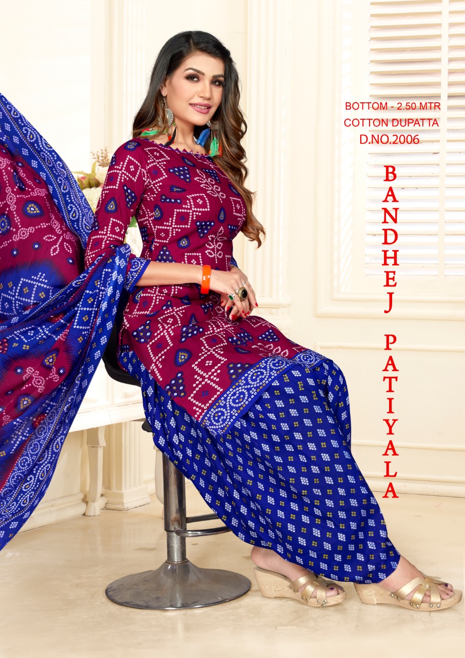 Fc Presents Bandhej Patiyala  Vol 2 Printed Dress Material