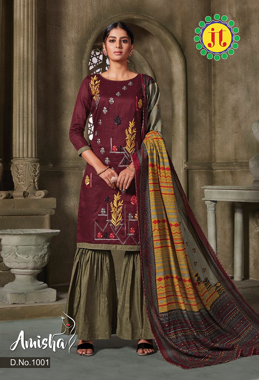 Jt  Presents Amisha  Casual Wear Dress Material