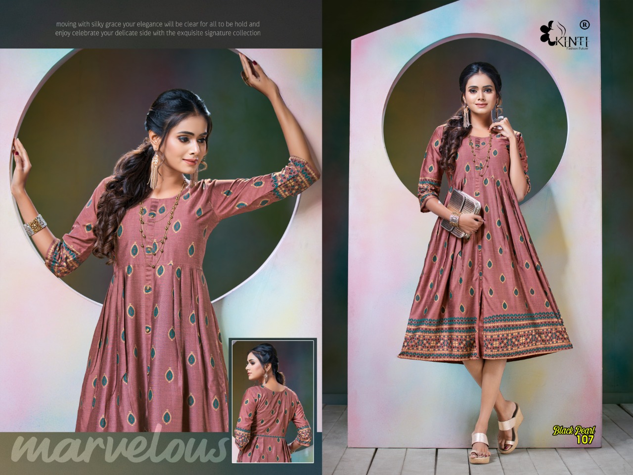 Kinti  Presents Black Pearl Designer Kurtis Collection
