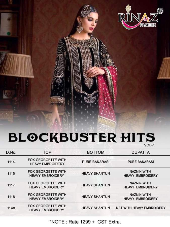 Rinaz  Presents Blockbuster Hits Vol  5  Pakistani Suits