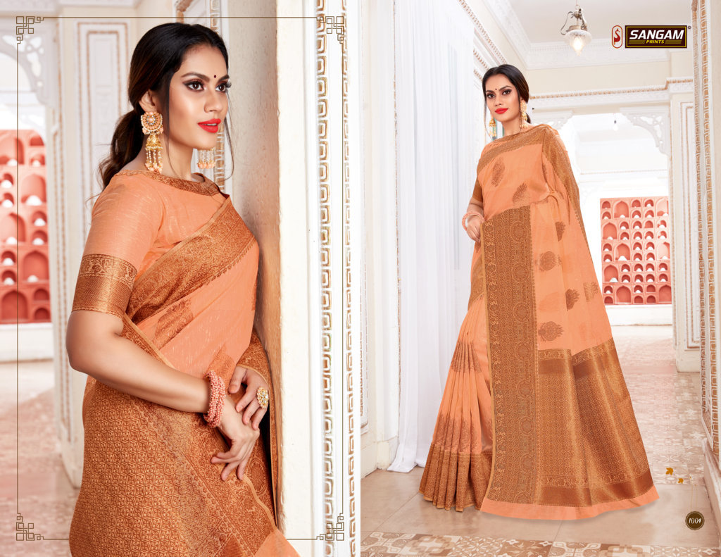 Sangam Presents Vallam Kali Linen Cotton Designer Saree
