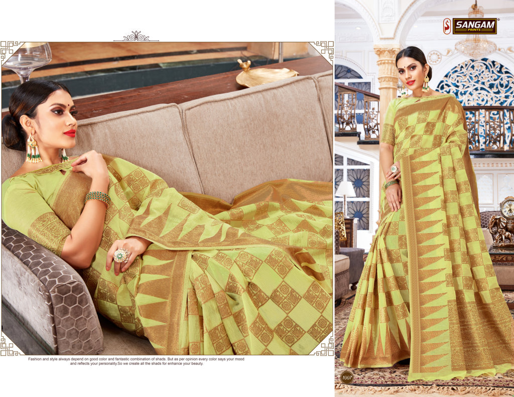 Sangam Presents Vallam Kali Linen Cotton Designer Saree