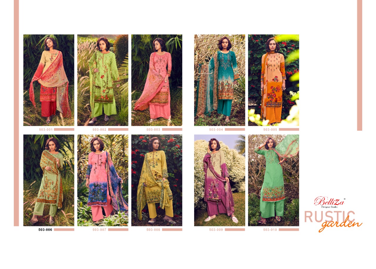Belliza  Presents Rustic Garden Dress Materials Collection