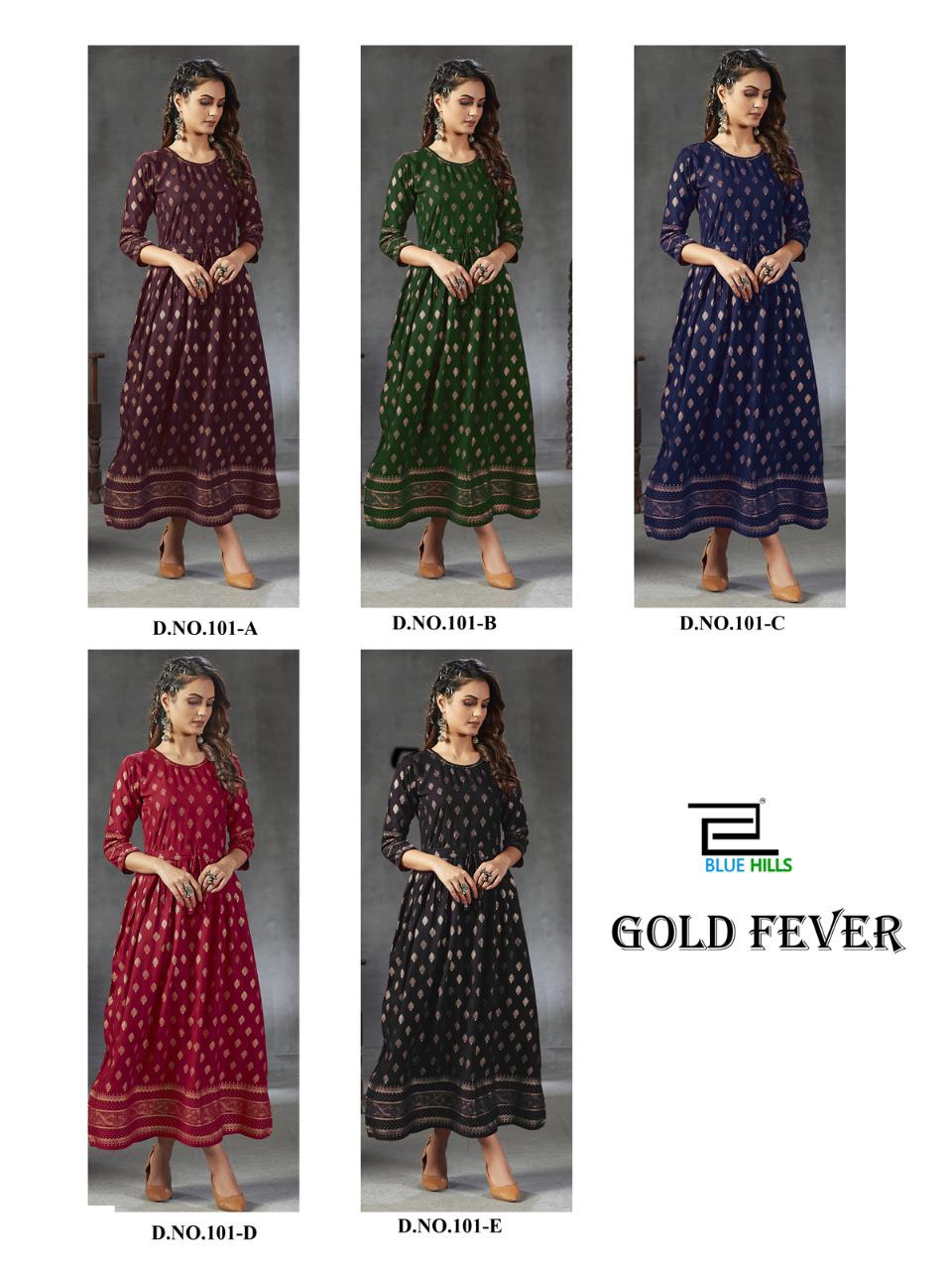 Blue Hills  Presents  Gold Fever   Long Kurtis Collection