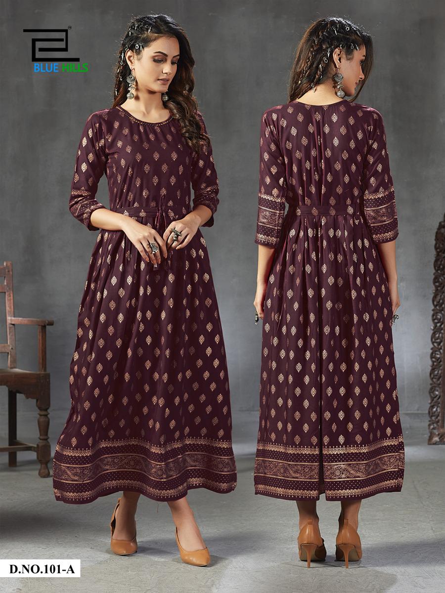 Blue Hills  Presents  Gold Fever   Long Kurtis Collection