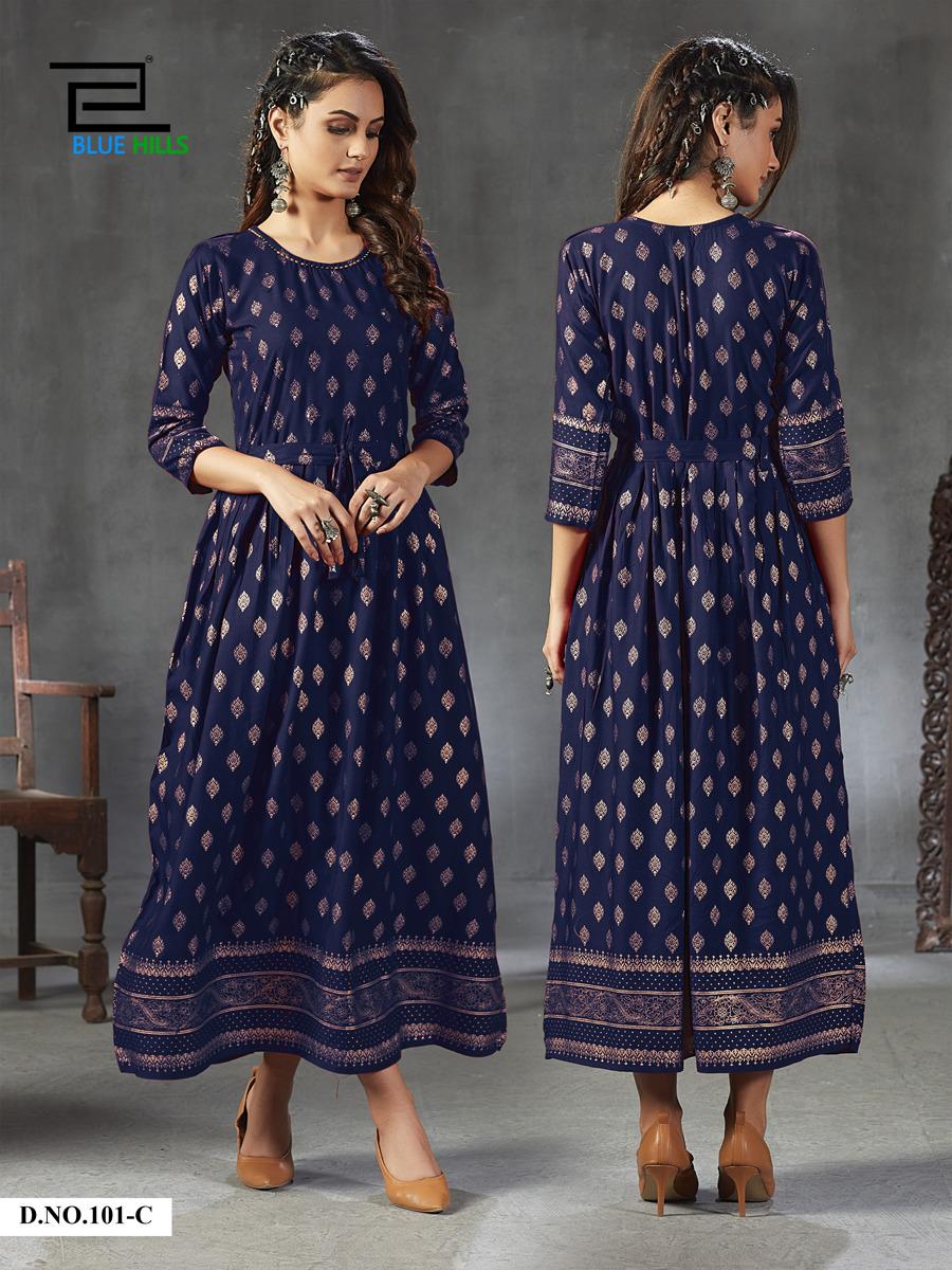 Blue Hills  Presents  Gold Fever   Long Kurtis Collection