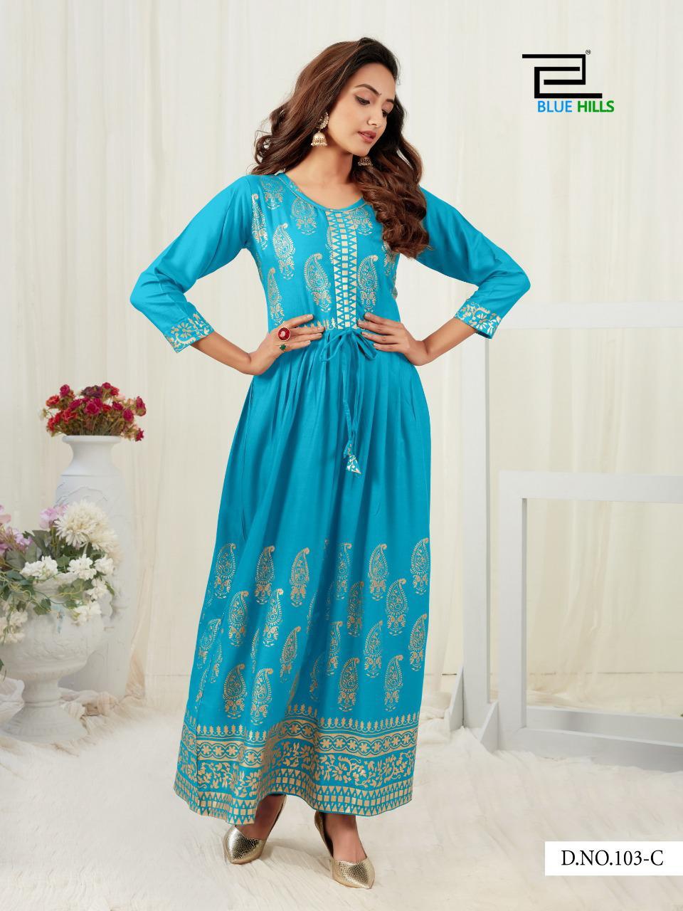 Blue Hills Presents  Gold Touch  Long Kurtis Collection