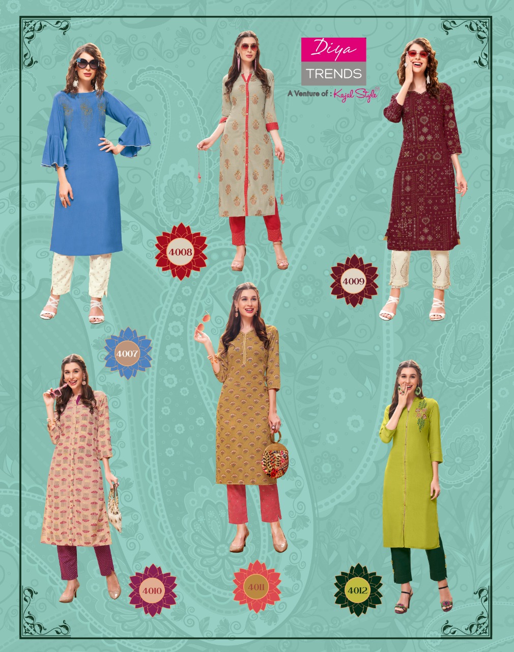 Diya Trends Presents Forever Vol 4  Kurti With Bottom