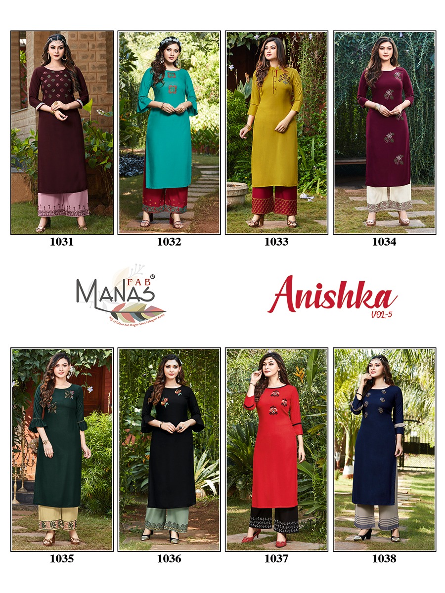 Manas Presents Anishka  Vol 5 Designer Kurti  With  Bottom