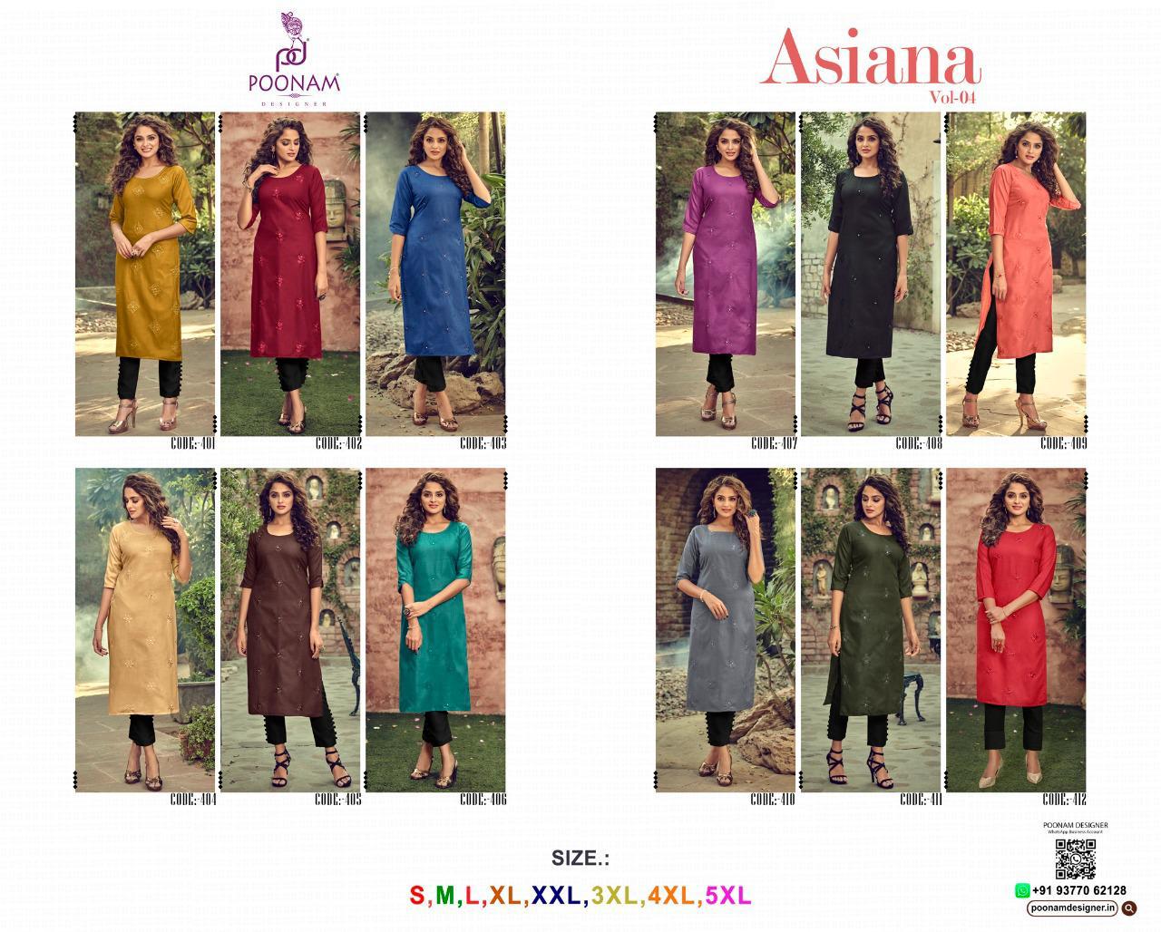 Poonam Presents  Asiana   Vol 4 Ethnic Wear Kurtis Collection