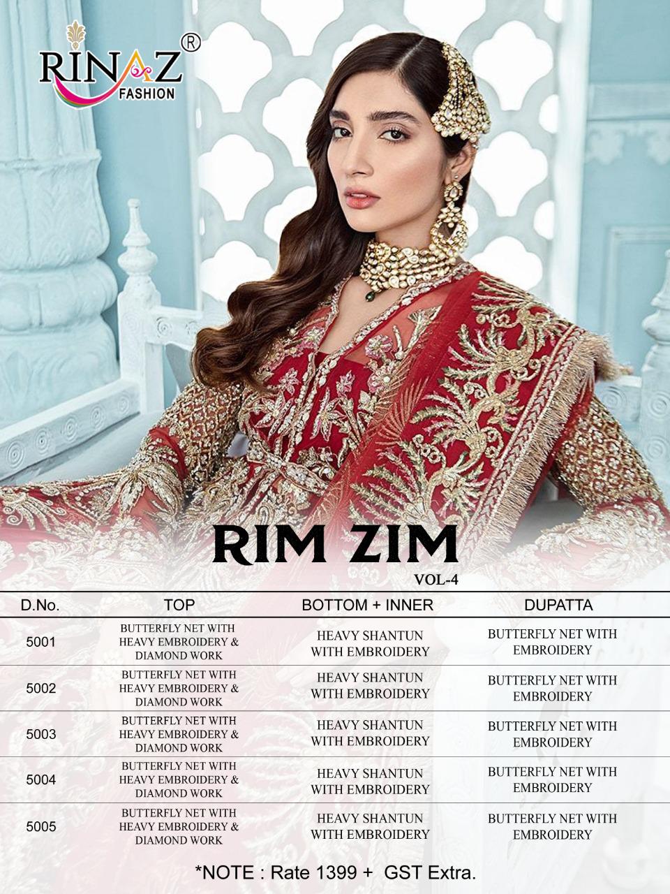 Rinaz Presents Rim Zim Vol 4 Designer Wedding Wear Pakistani Suits