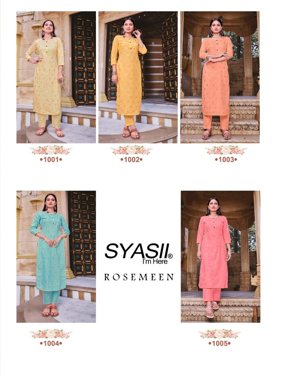 Syasii Presents  Rosemeen Vol 1 Straight Kurti With Bottom Collection