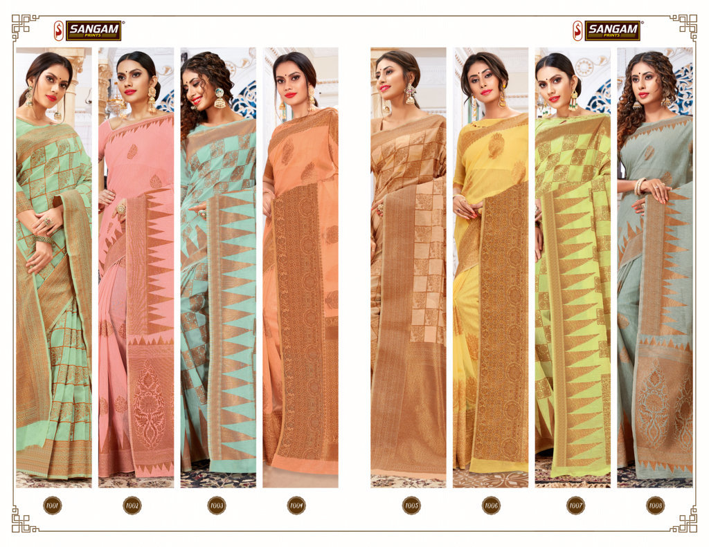 Sangam Presents Vallam Kali Linen Cotton Designer Saree