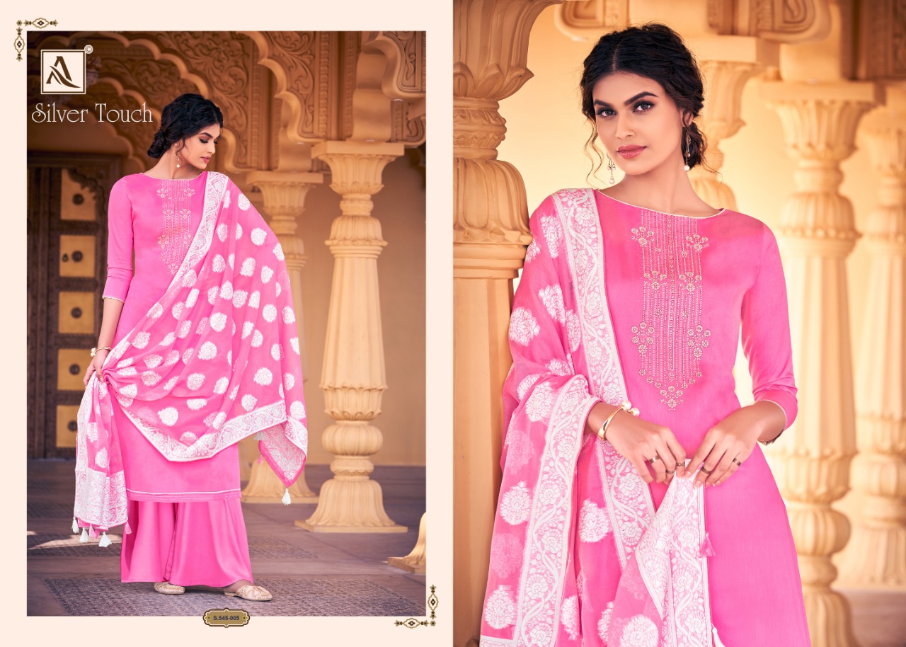 Alok Presents  Silver Touch Designer Dress Material