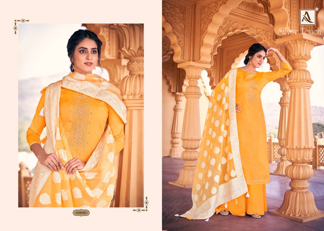 Alok Presents  Silver Touch Designer Dress Material