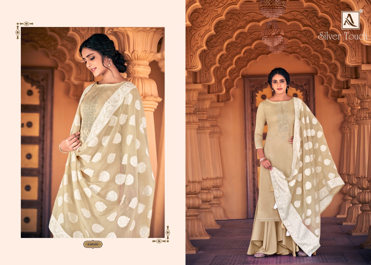 Alok Presents  Silver Touch Designer Dress Material