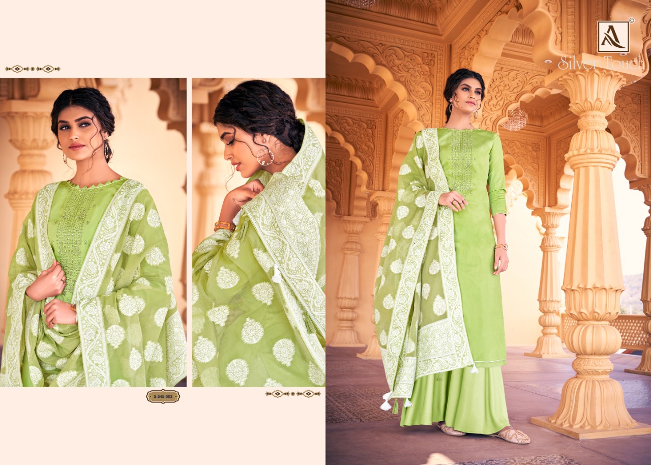 Alok Presents  Silver Touch Designer Dress Material