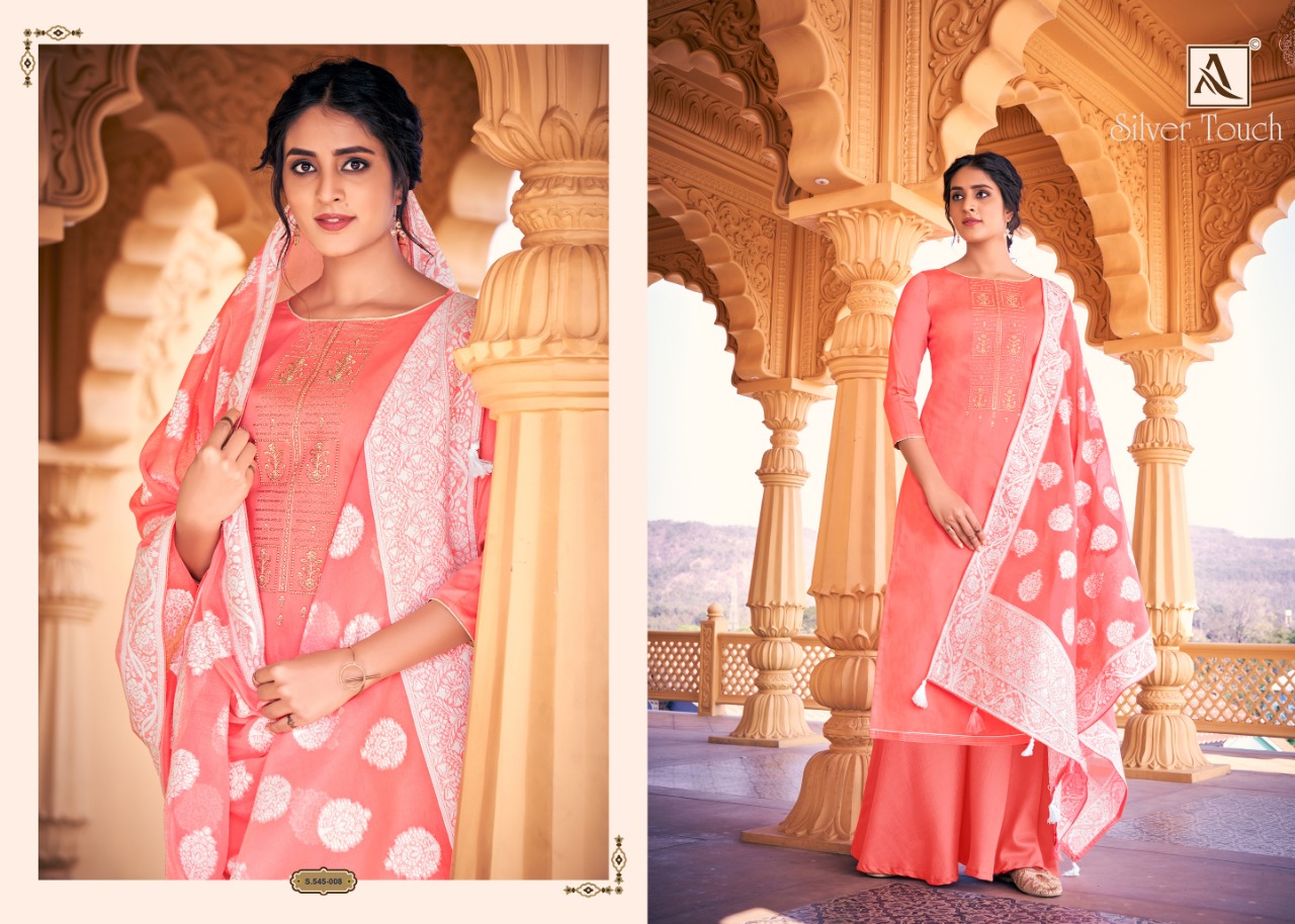 Alok Presents  Silver Touch Designer Dress Material
