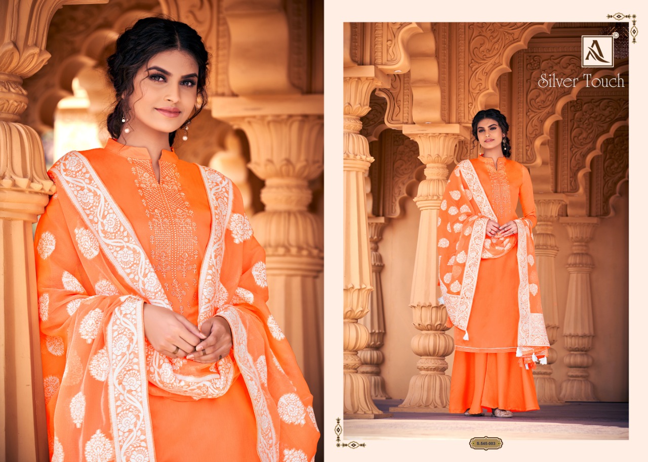 Alok Presents  Silver Touch Designer Dress Material
