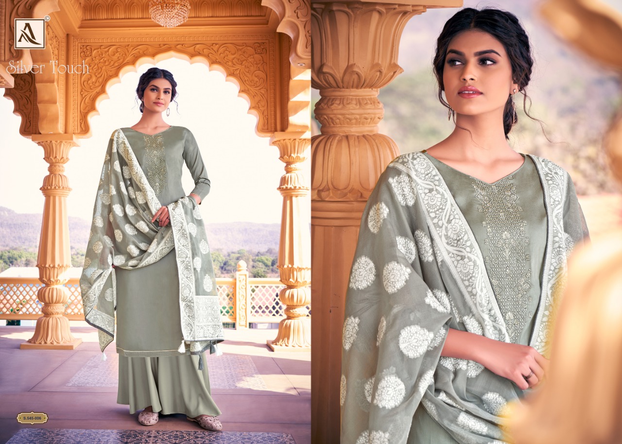 Alok Presents  Silver Touch Designer Dress Material