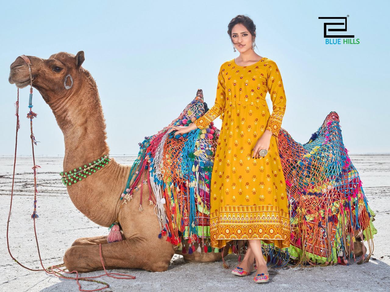 Blue Hills Launching  Dessert Vol  1 Printed Long Kurtis Collection