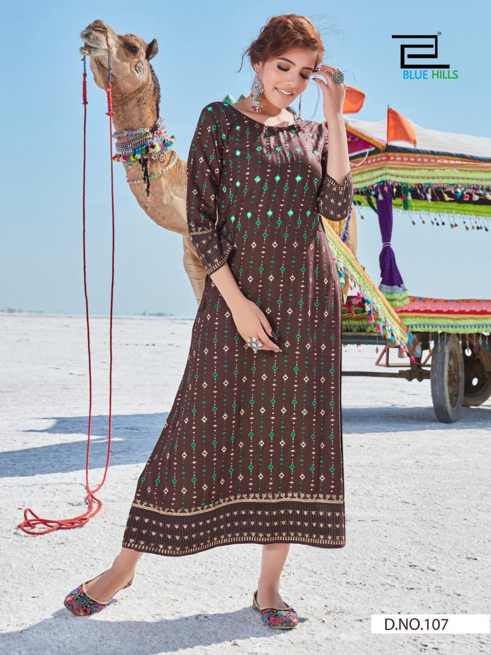 Blue Hills Launching  Dessert Vol  1 Printed Long Kurtis Collection