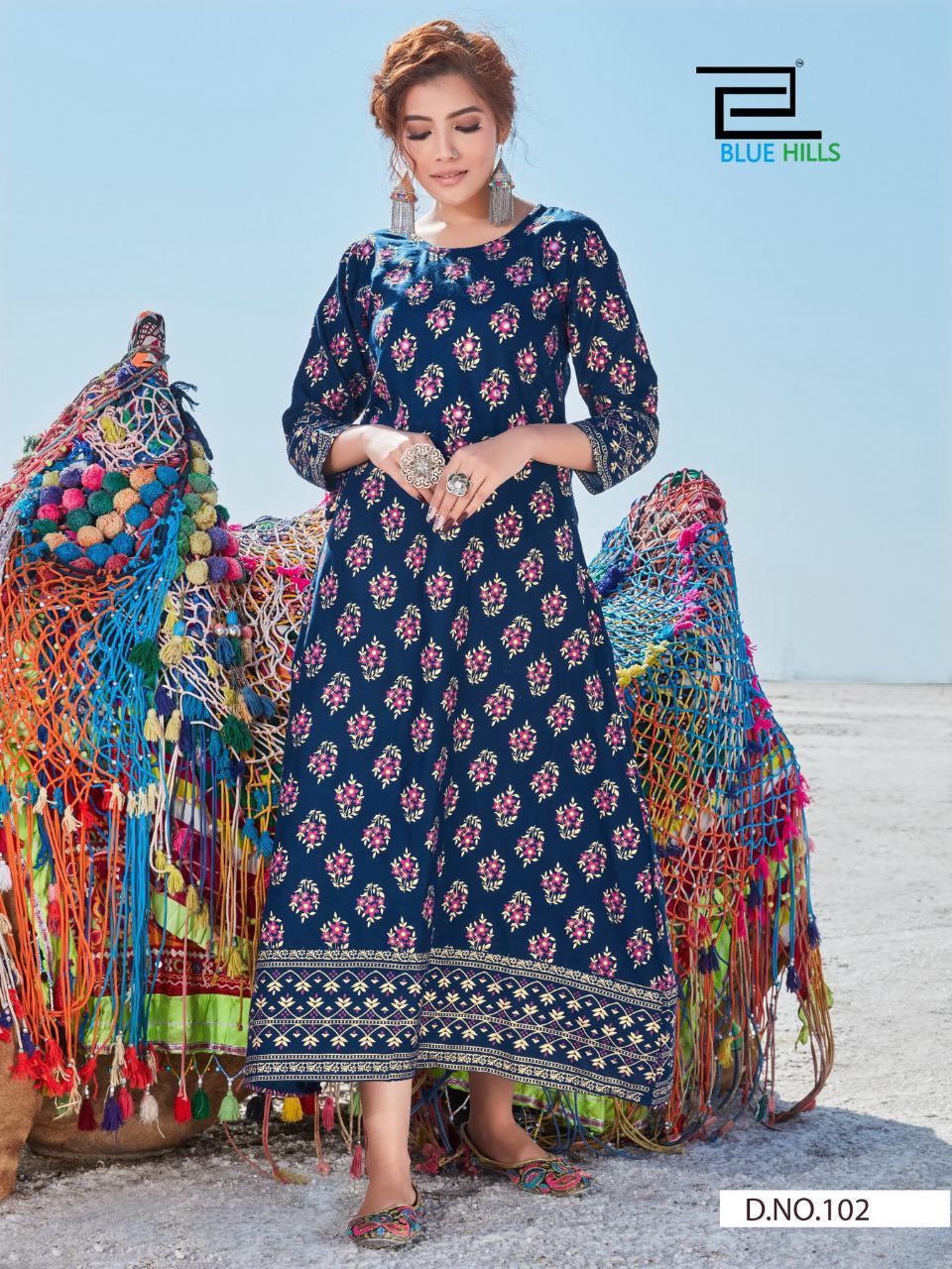 Blue Hills Launching  Dessert Vol  1 Printed Long Kurtis Collection