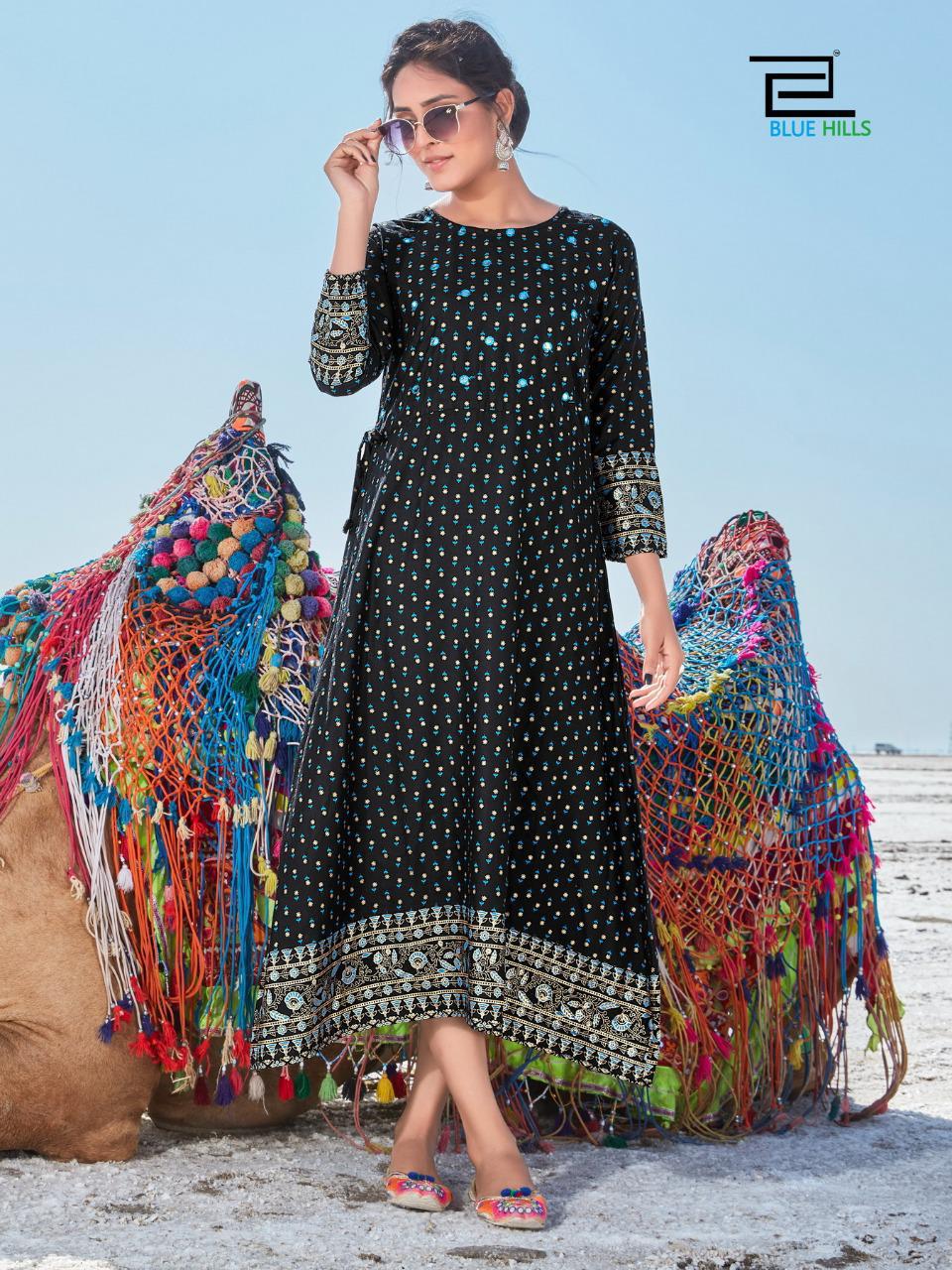 Blue Hills Launching  Dessert Vol  1 Printed Long Kurtis Collection