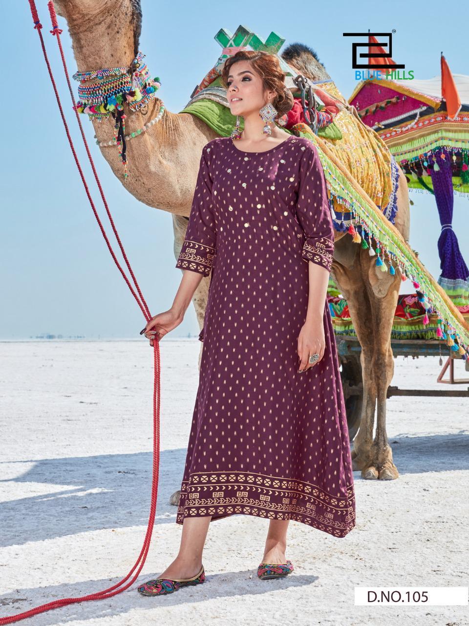 Blue Hills Launching  Dessert Vol  1 Printed Long Kurtis Collection