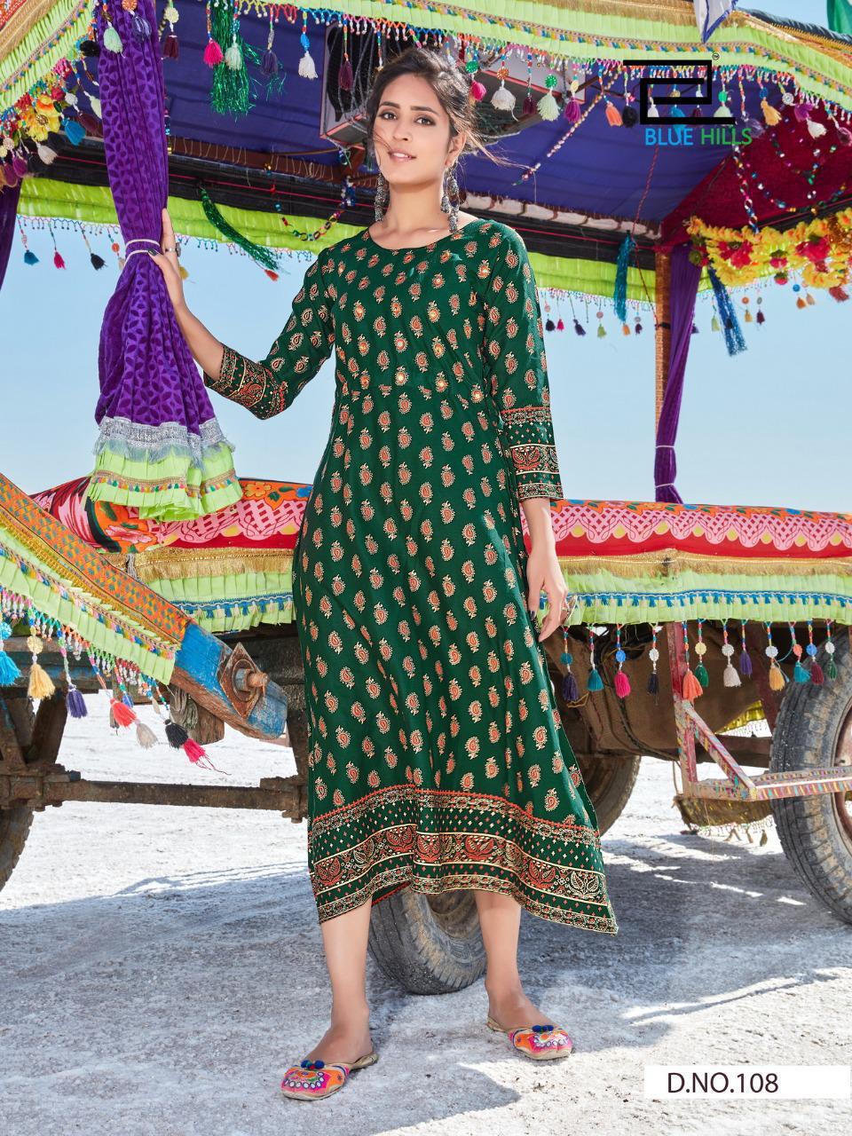 Blue Hills Launching  Dessert Vol  1 Printed Long Kurtis Collection