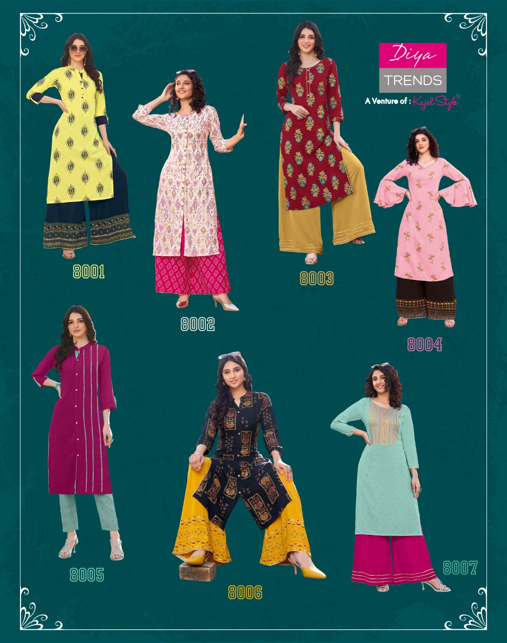 Diya Trends Presents Bibas Vol  8 Kurti With Bottom Collection