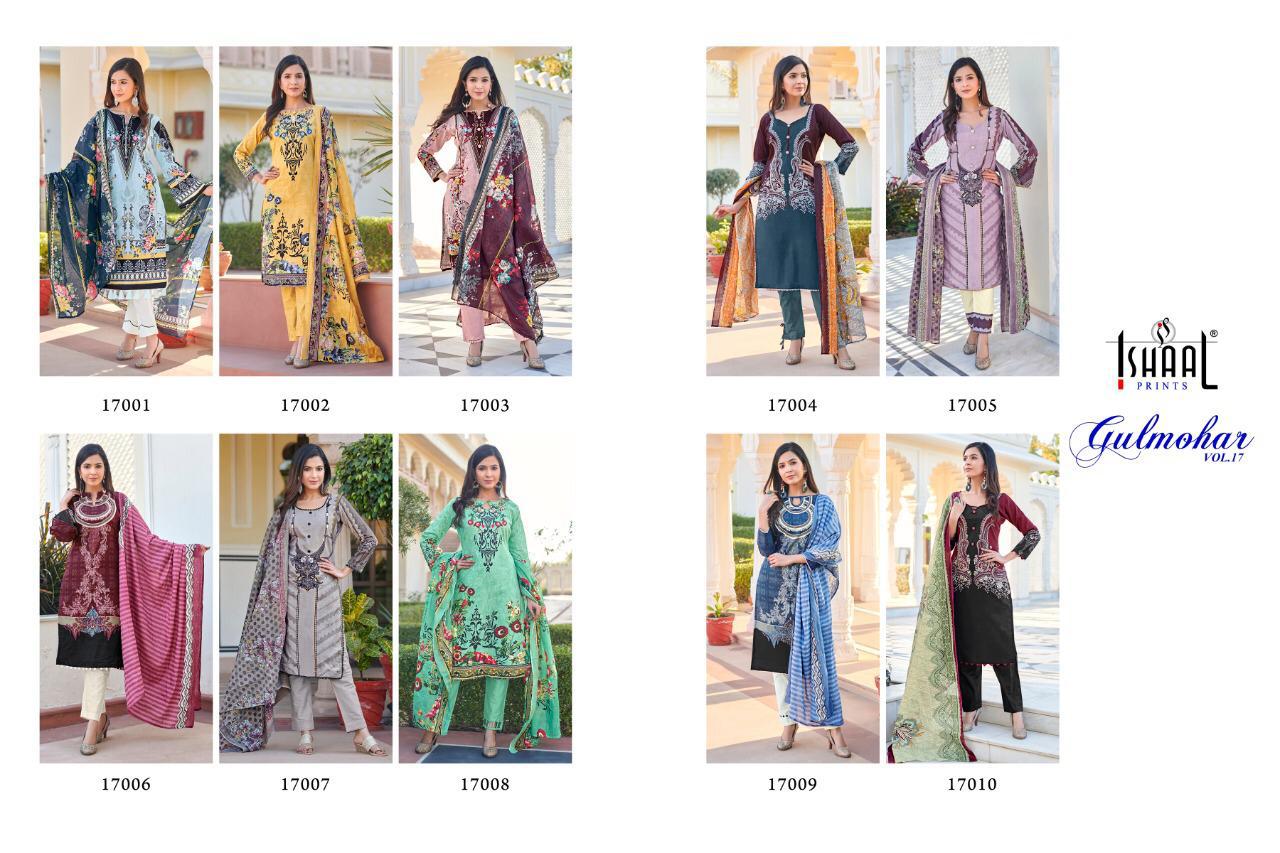 Ishaal Hit  Gulmohar Vol 17 Pure Lawn Karachi Dress Materials Collection