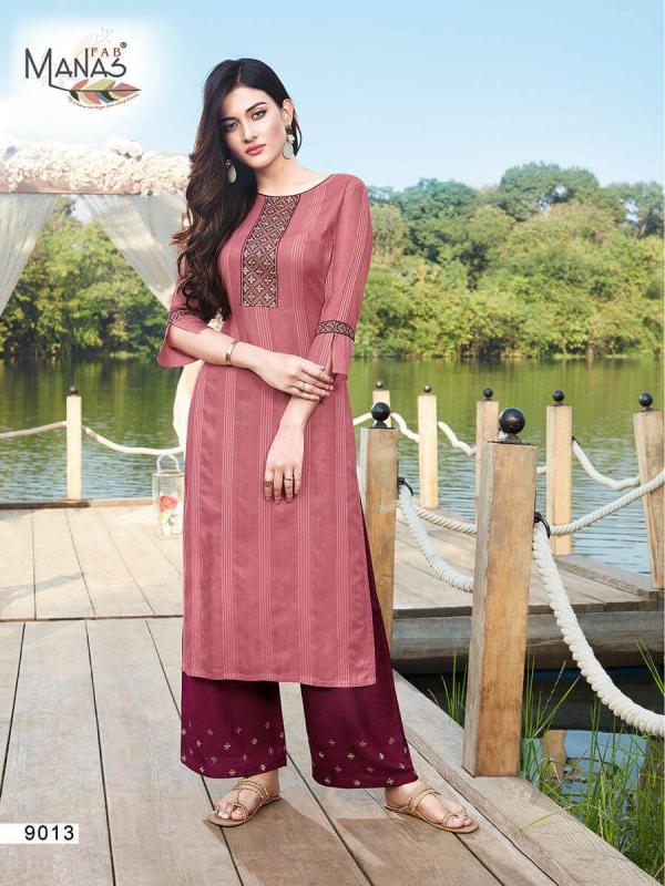 Manas Presents  Hirwa  Vol 2  Straight Cut Kurti With Palazzo