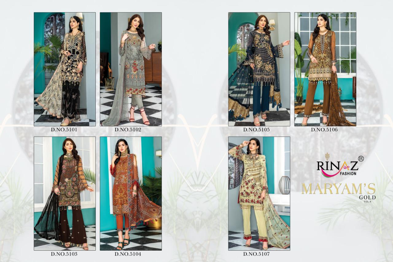Rinaz Presents  Mariyam's Gold  Vol 8 Pakistani Salwar Suits Collection