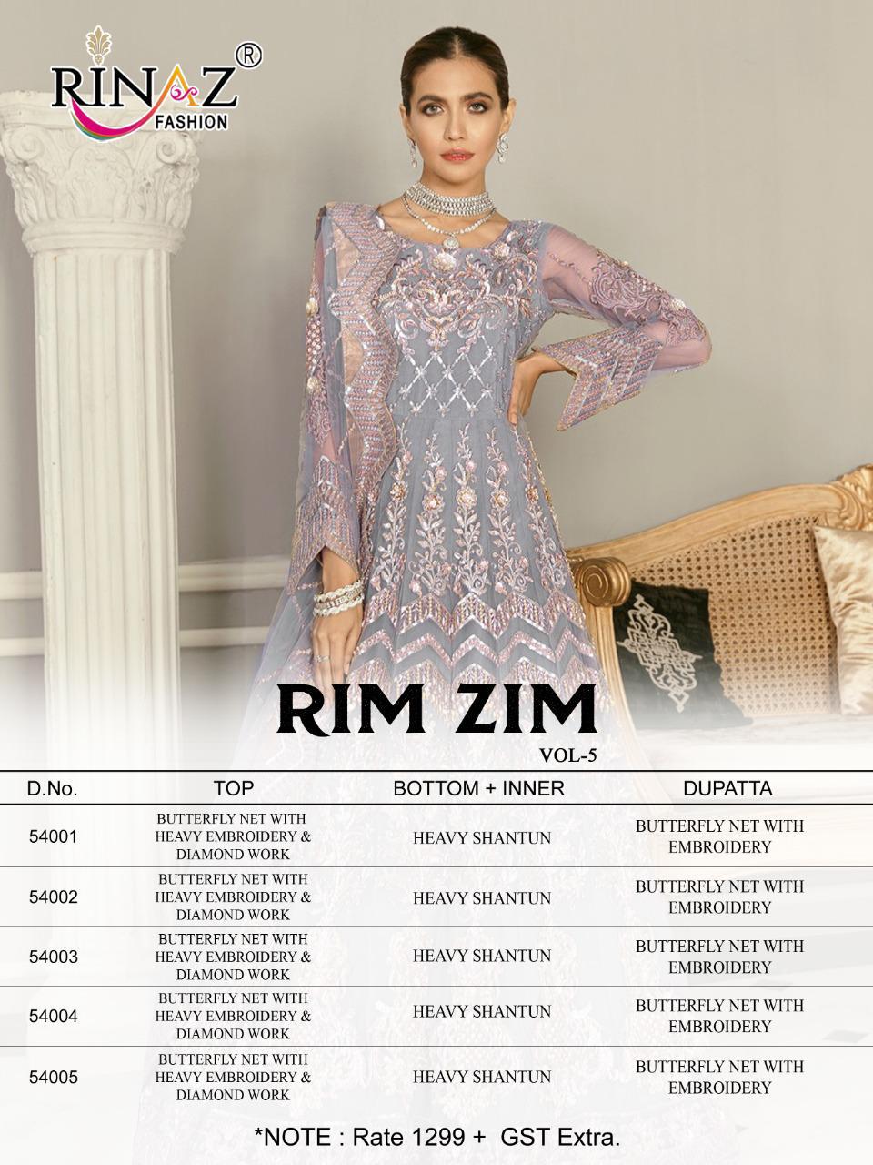 Rinaz  Presents Rim Zim  Vol 5 Designer Heavy Wedding Wear Pakistani Salwar Suits