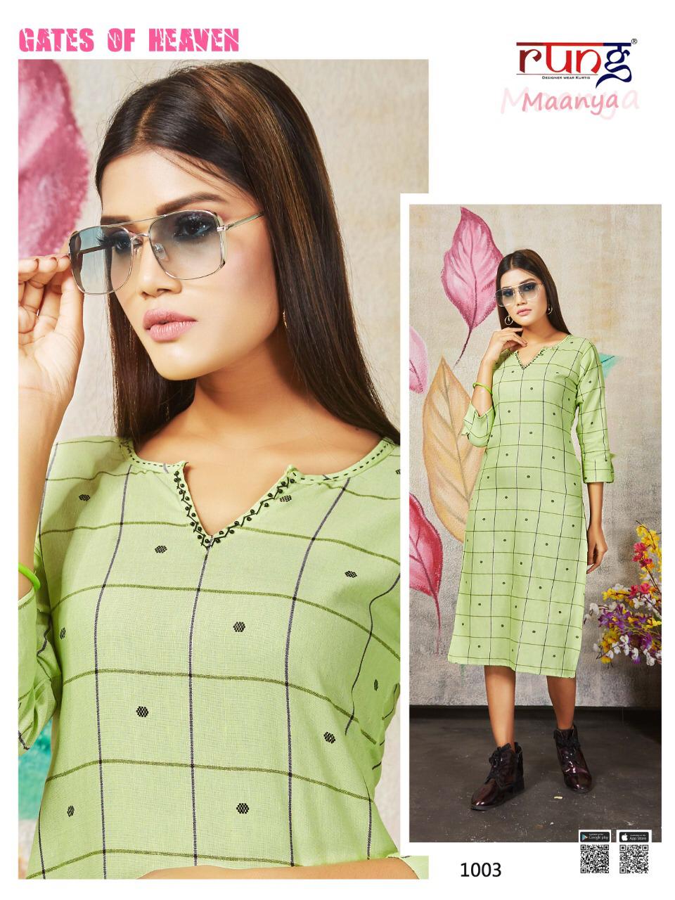 Rung Presents Maanya Regular Wear  Kurtis Collection