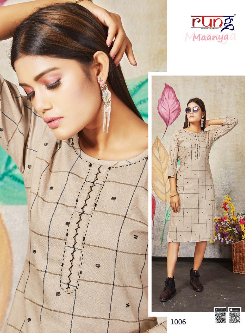 Rung Presents Maanya Regular Wear  Kurtis Collection