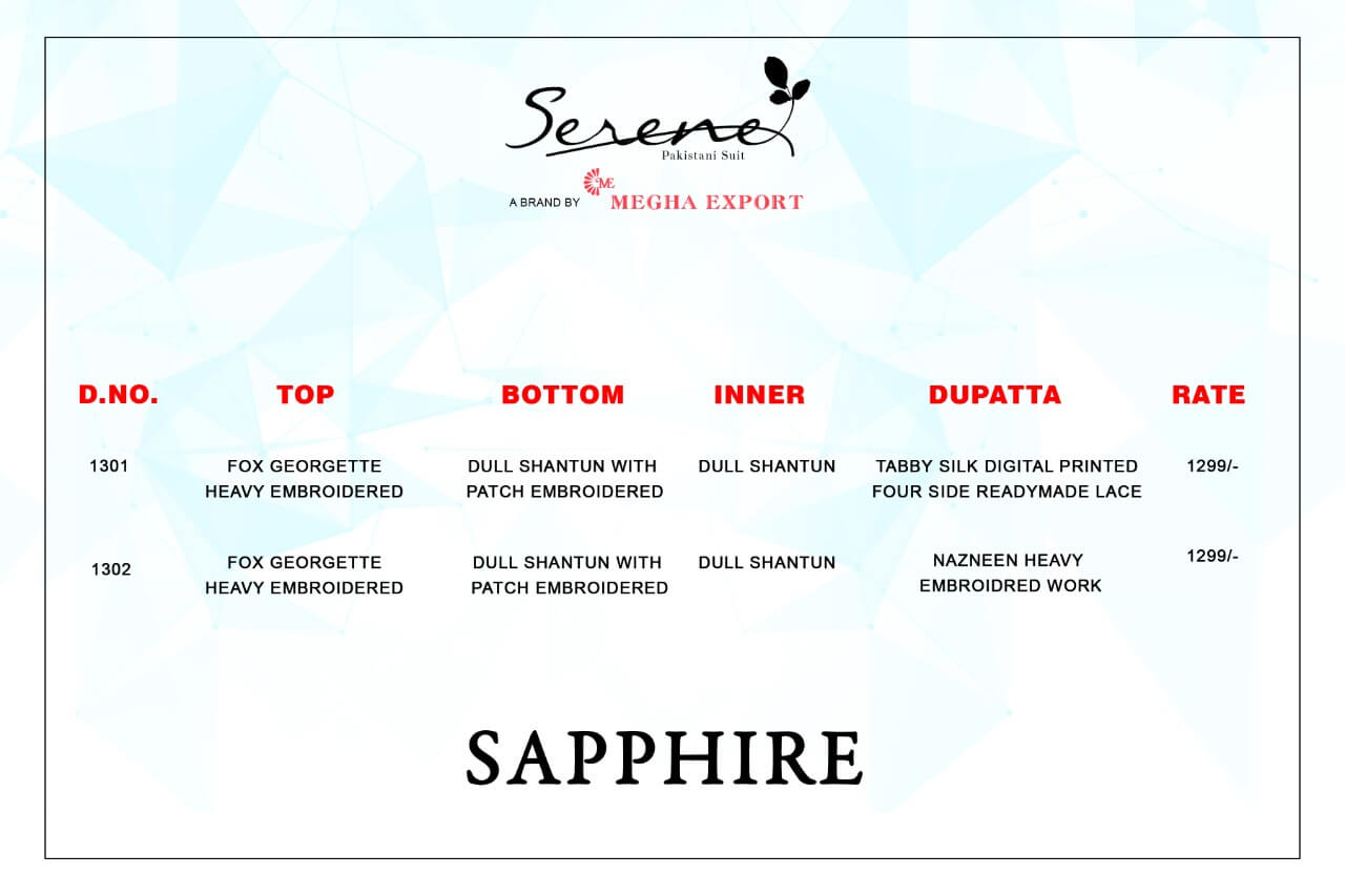 Serene Presents  Sapphire  Pakistani Salwar Suits Collection