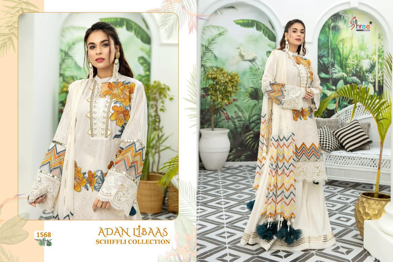 Shree Launching  Adan Libaas Schiffli Collection Pakistani Salwar Suits