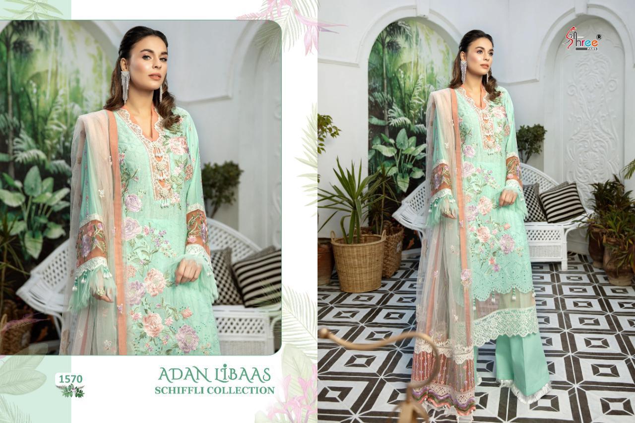 Shree Launching  Adan Libaas Schiffli Collection Pakistani Salwar Suits