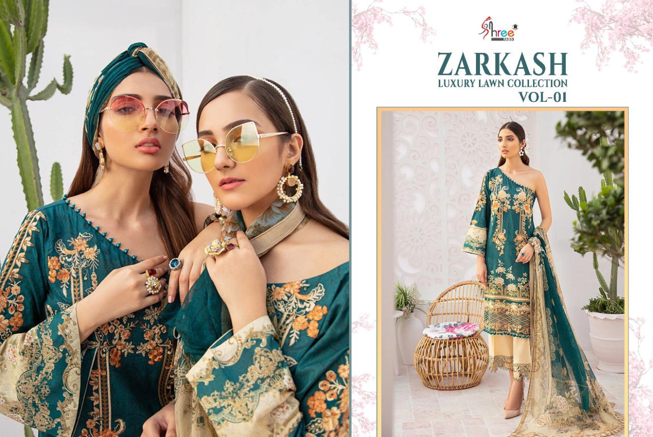 Shree  Launching Zarkash Luxury Lawn Collection Vol 1 Pakistani Salwar Suits
