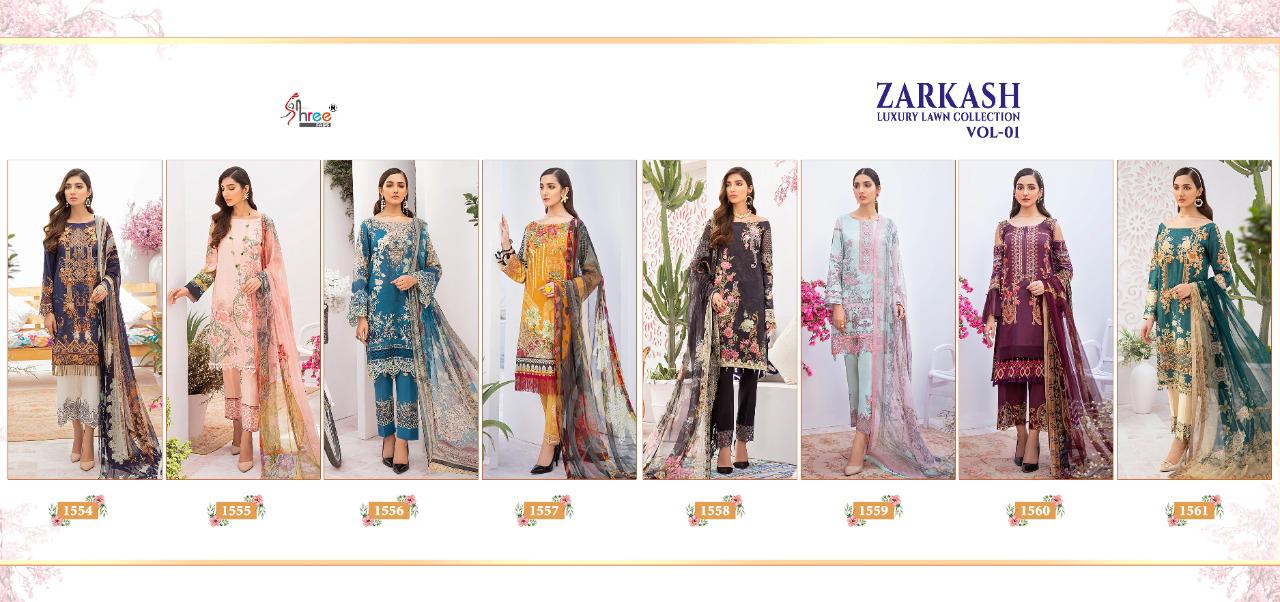 Shree  Launching Zarkash Luxury Lawn Collection Vol 1 Pakistani Salwar Suits