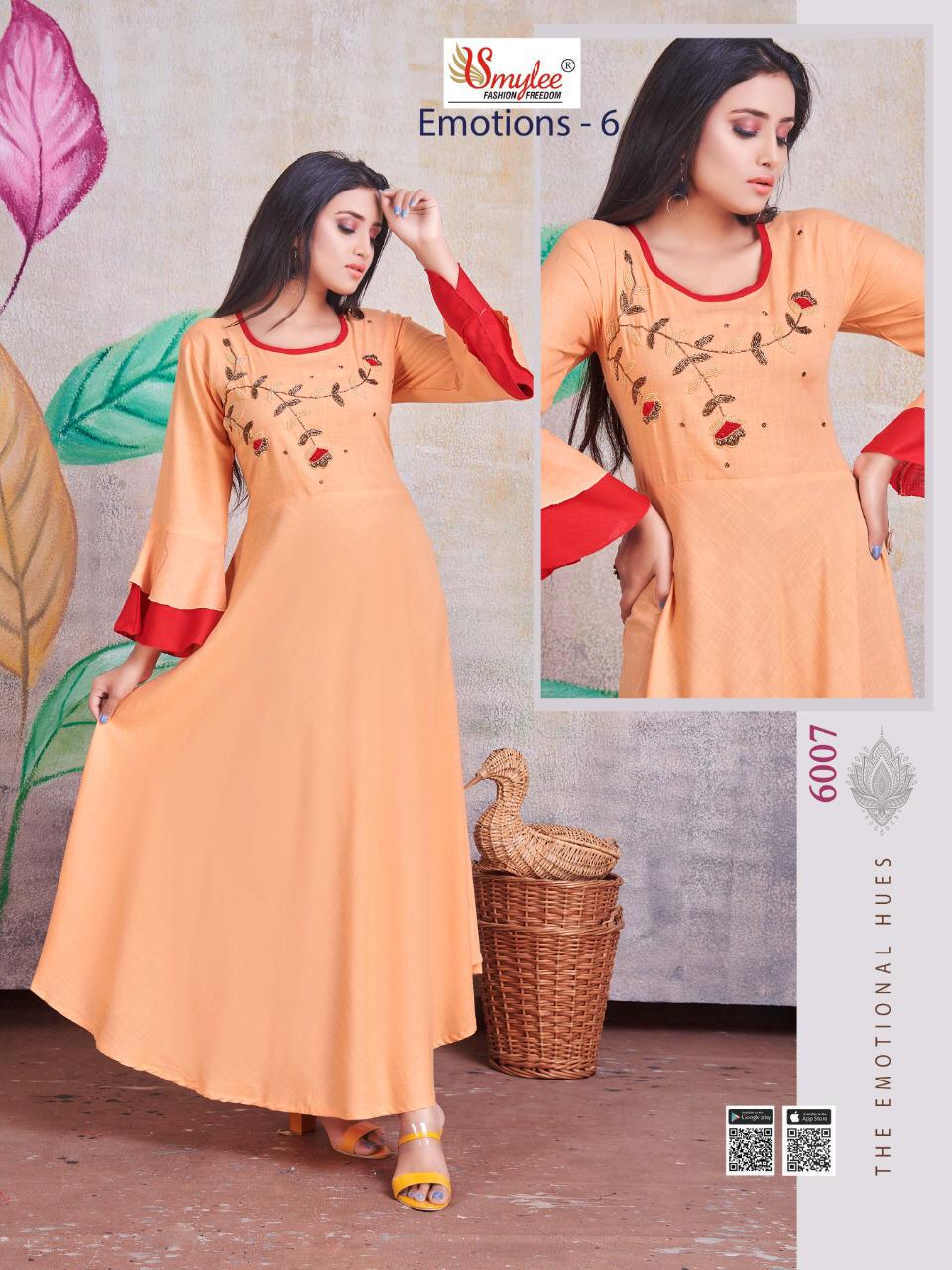 Smylee  Presents  Emotions  Vol  6 Designer Long Kurtis Collection