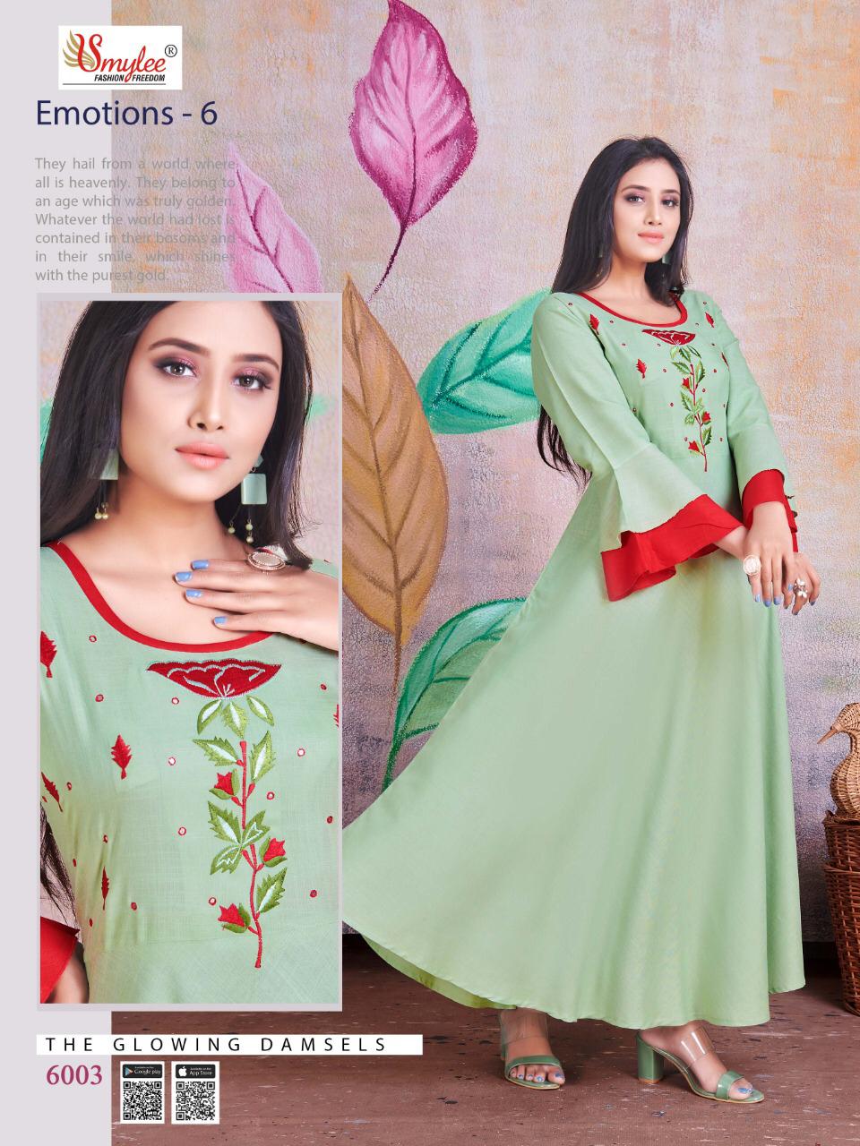 Smylee  Presents  Emotions  Vol  6 Designer Long Kurtis Collection