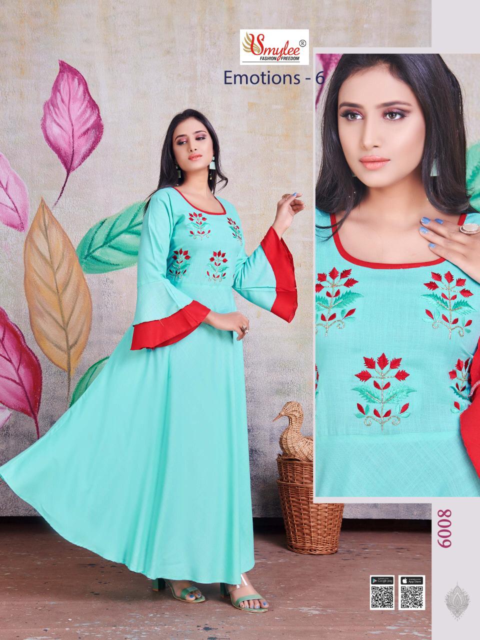 Smylee  Presents  Emotions  Vol  6 Designer Long Kurtis Collection