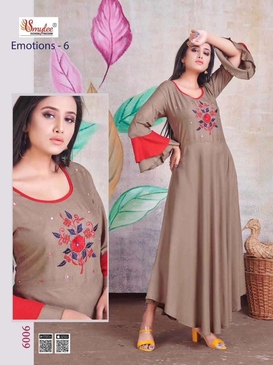 Smylee  Presents  Emotions  Vol  6 Designer Long Kurtis Collection