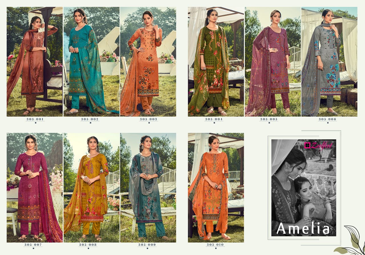 Zulfat Presents Amelia Fancy Digital Printed Dress Materials Collection