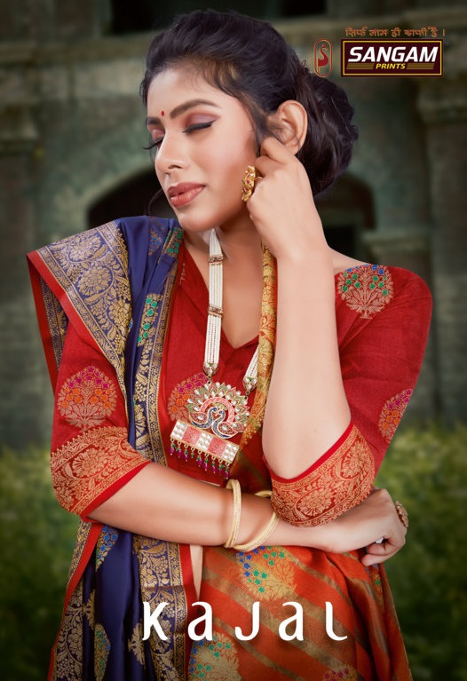 Sangam Presents Kajal Silk Saree With Zari Weaving