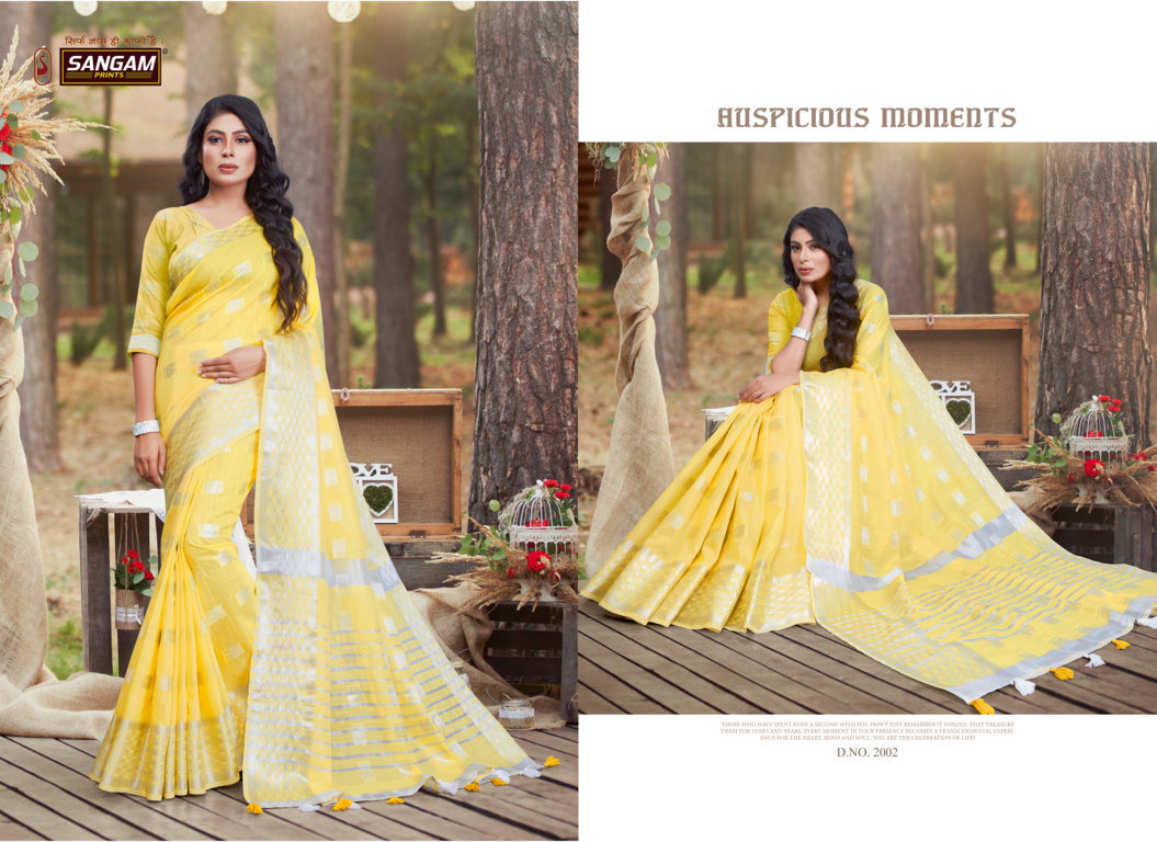 Sangam Presents Bluechery Linen Sarees